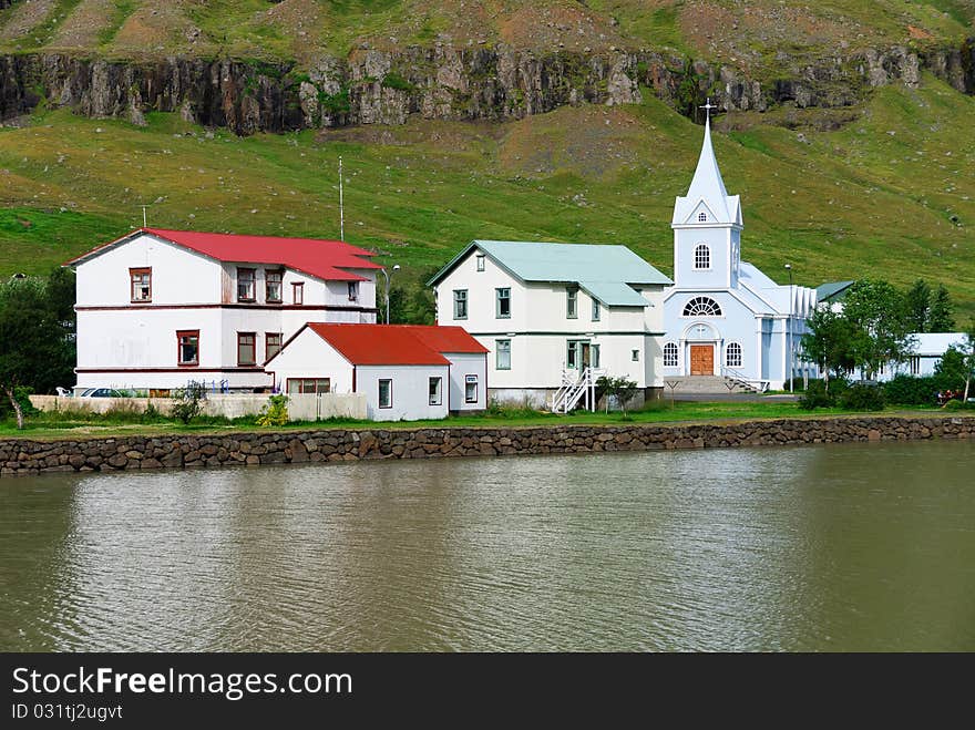 View of the town of Seydisfjordur