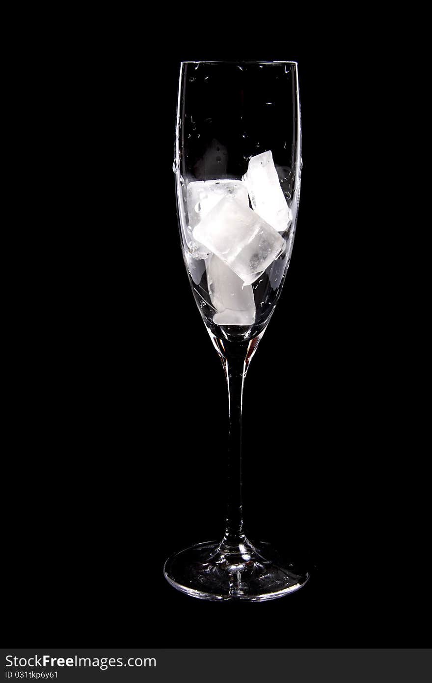 Glass with ice cubes