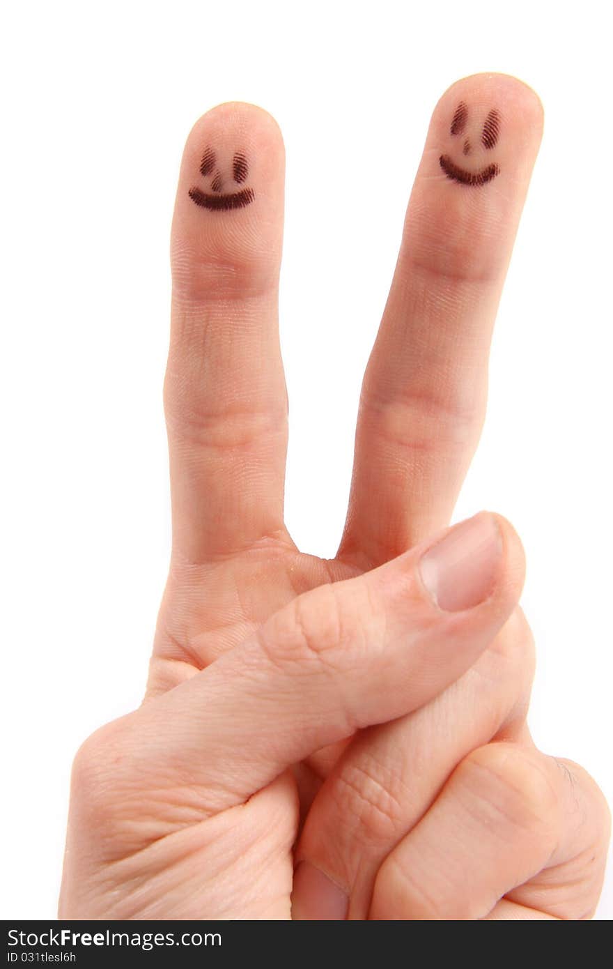 Hand with smileys on fingertips