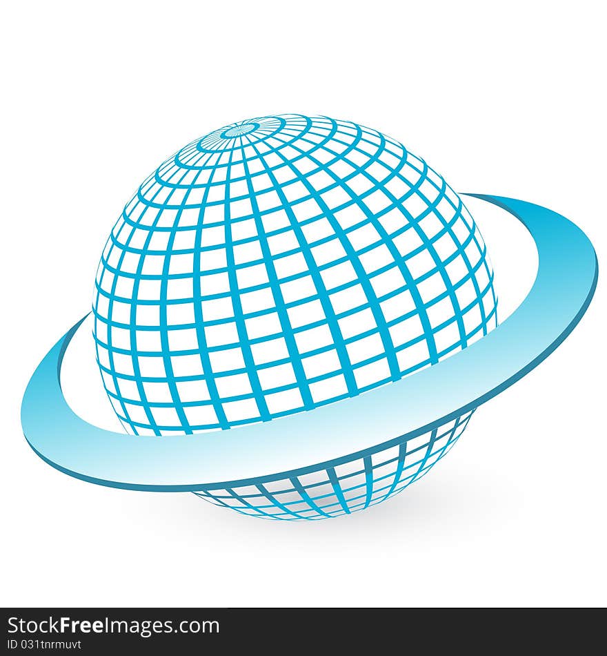 Illustration, transparent blue globe on white background