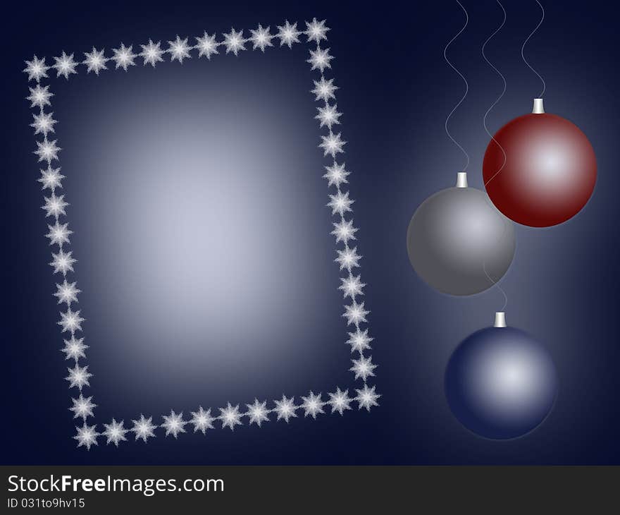 Background with christmas balls and frame with empty space for text. Background with christmas balls and frame with empty space for text