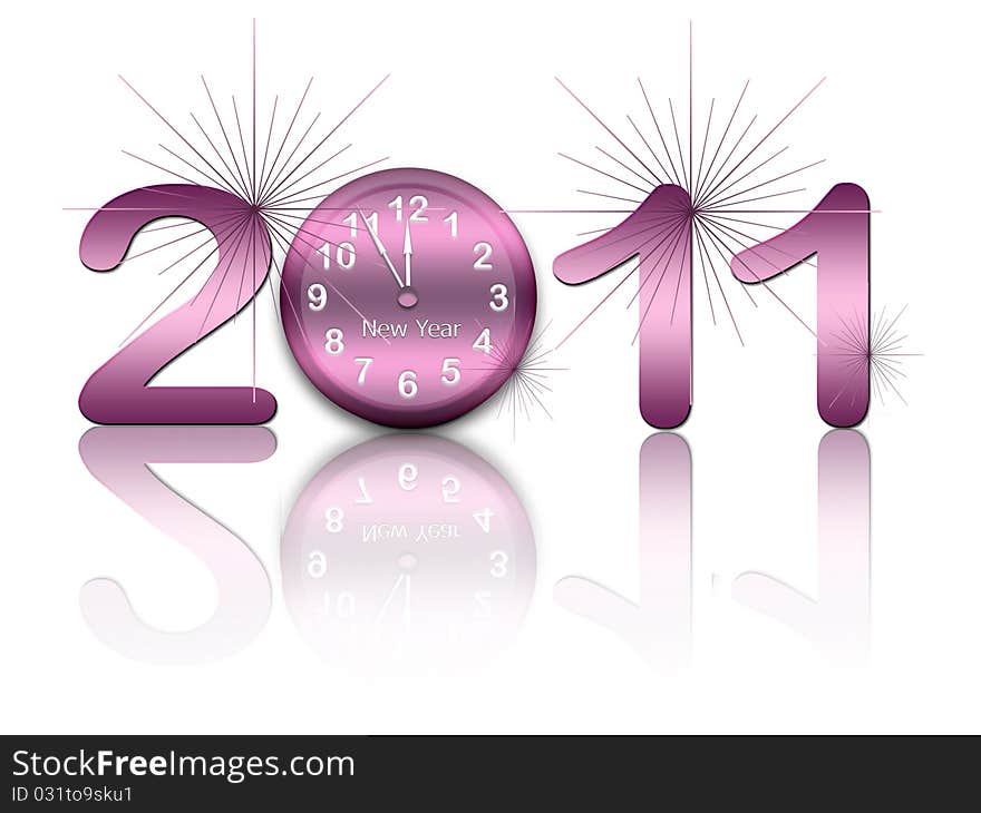 New Year Background With Clock And Figures 2011