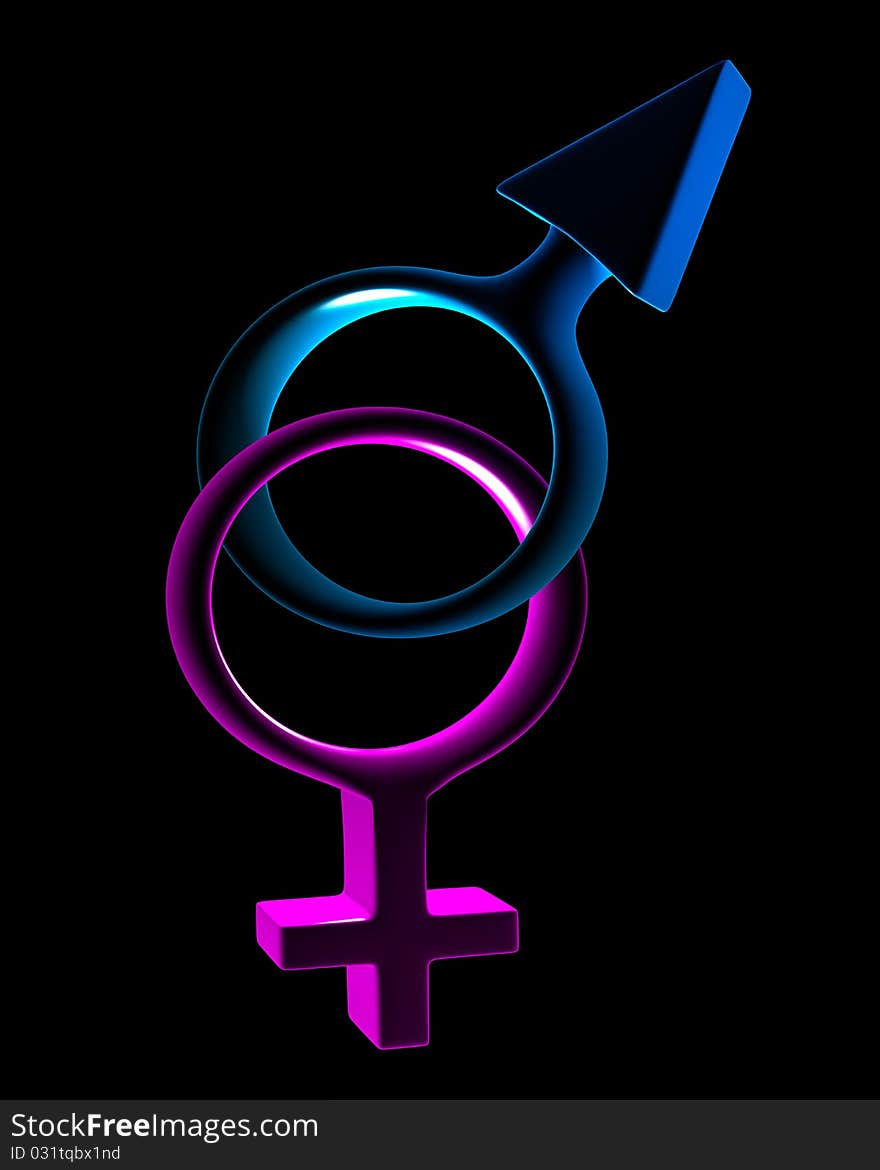 Man s and female symbols 3D isolated