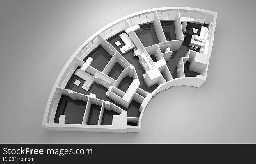 Interior composition 3d render