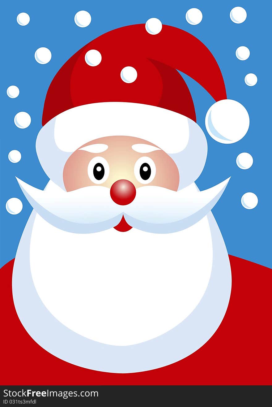 Happy Santa Claus With Snow Flakes