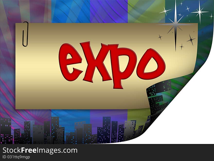 Expo in frame colorful background With drawing elements. Expo in frame colorful background With drawing elements