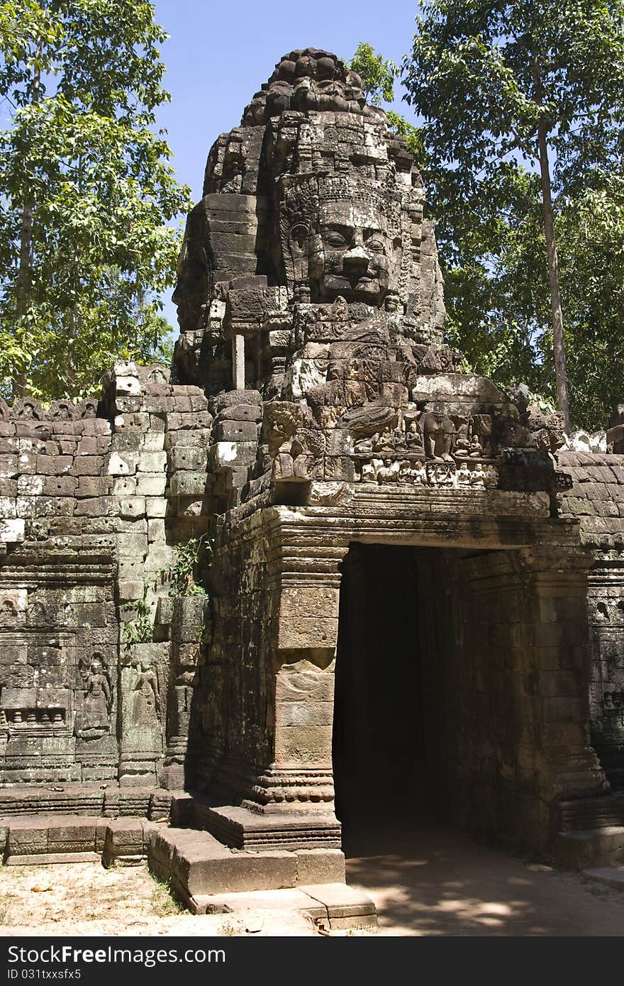 Preah Khan Wall Tunnel Entrance, Angkor, Cambodia