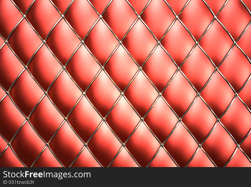 Red genuine leather pattern background, 3d