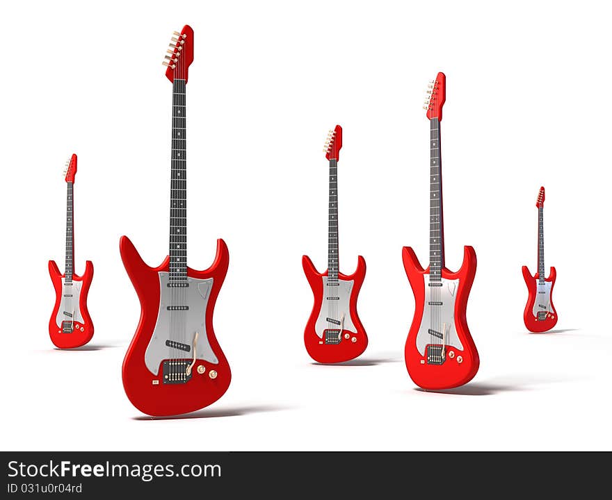 Red electric guitars concept background