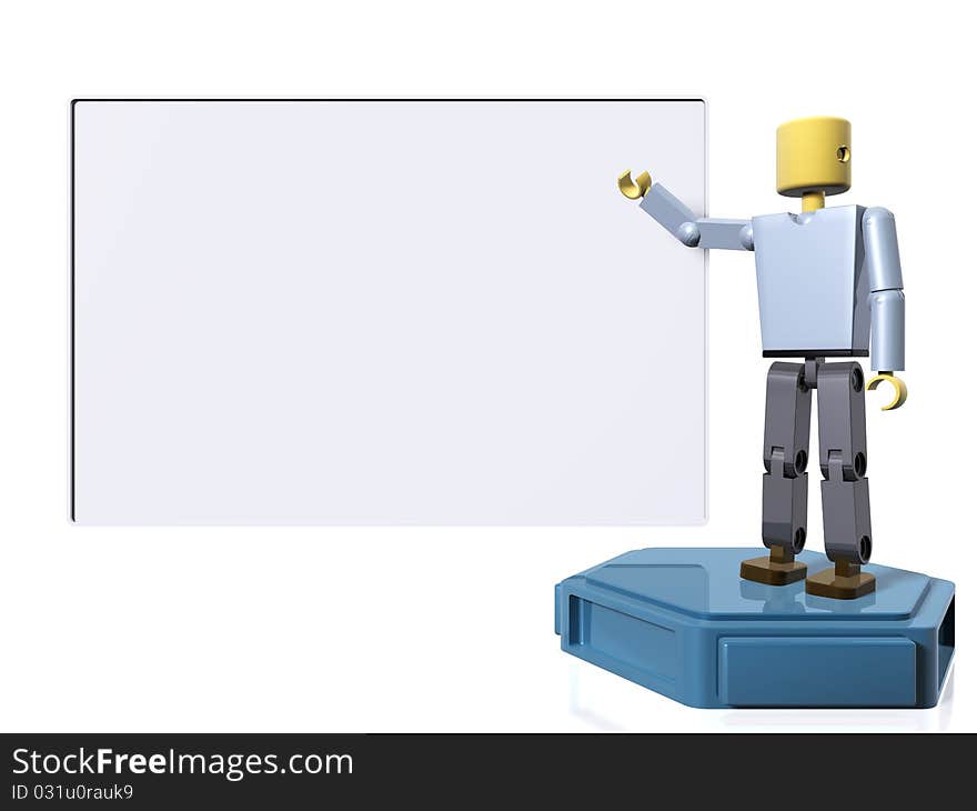 3D figure pointing to a message board