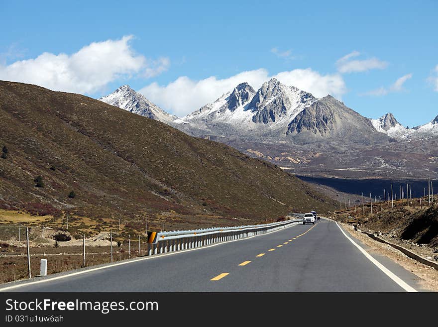 Road to mountains in west sichuan province of china