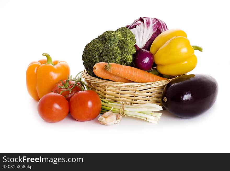 Fresh vegetables isolated on white background