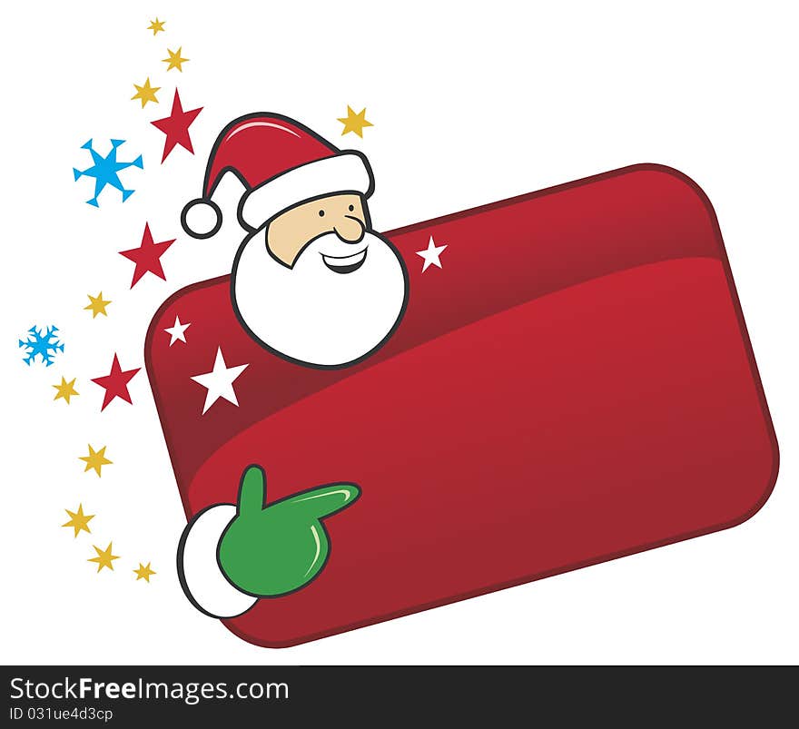 Funny santa with red banner