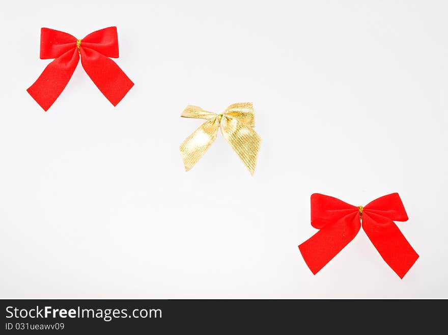 Christmas red bow on white background