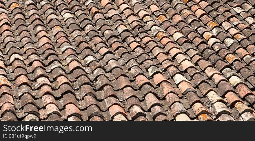 Fragment of very old tile roof