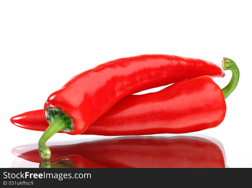 Red hot chili pepper isolated on white