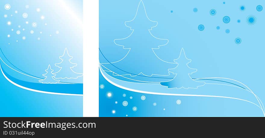 Vector image of the New Year, or a Christmas background with Christmas tree and snowflakes. Vector image of the New Year, or a Christmas background with Christmas tree and snowflakes.