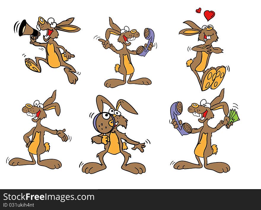 Bunny Mascot In Multiple Poses vector