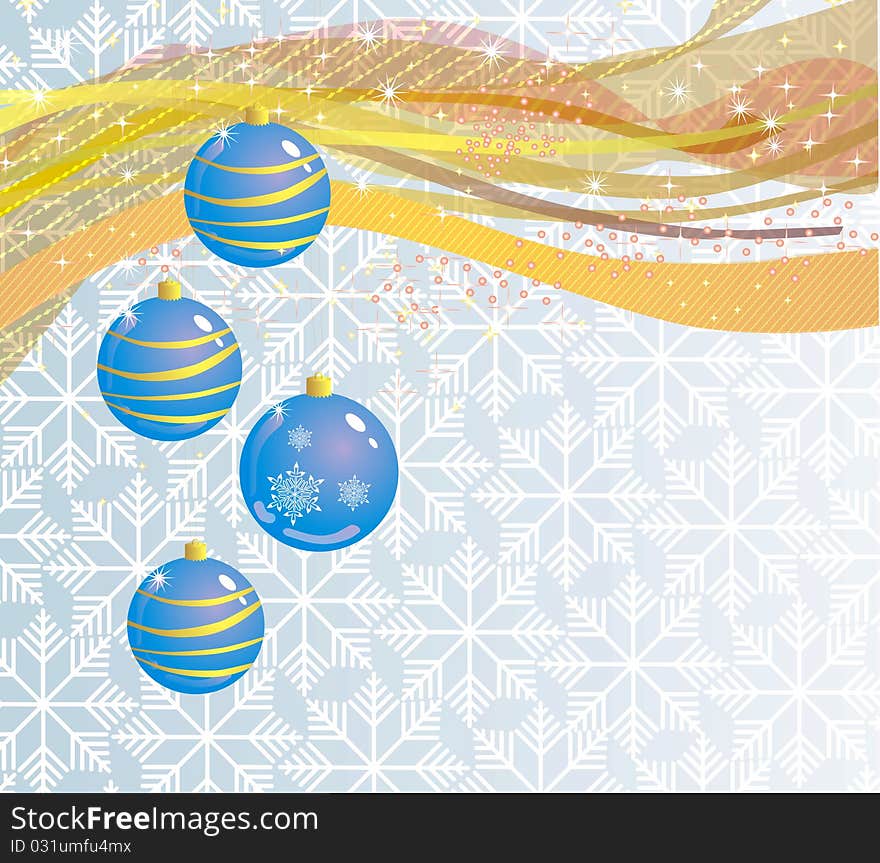 Background with bauble and snow star. Background with bauble and snow star