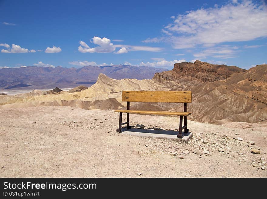 Bench on Zabriskie Point, Death Valley National Park. Bench on Zabriskie Point, Death Valley National Park