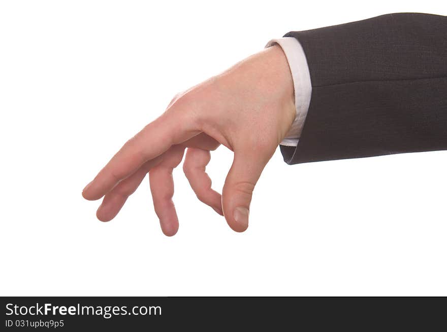 Businessman s hand reaching for something