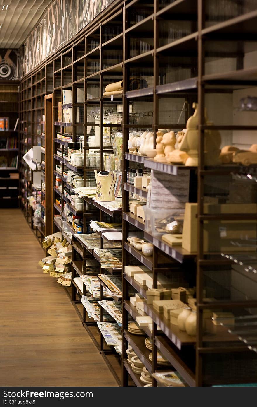 Perspective shelves at the art store. Perspective shelves at the art store