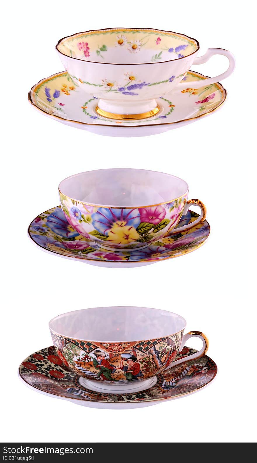 Tea pair incorporated in group on a white background. Tea pair incorporated in group on a white background