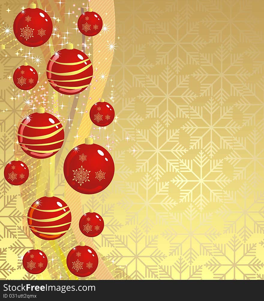 Christmas background with red bauble