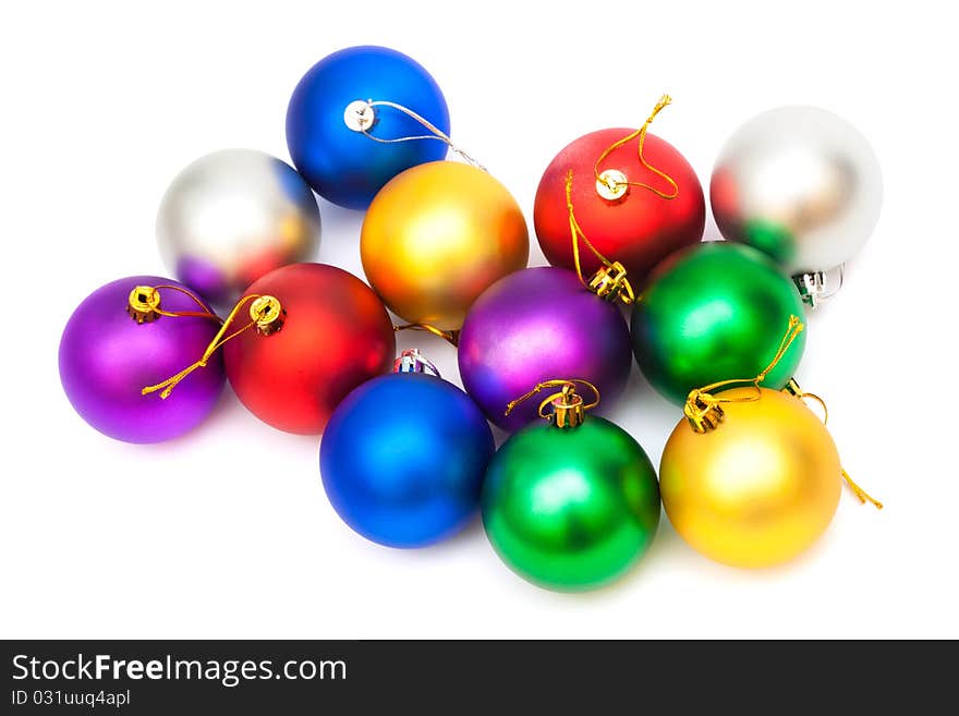 Beautiful Christmas balls on white background