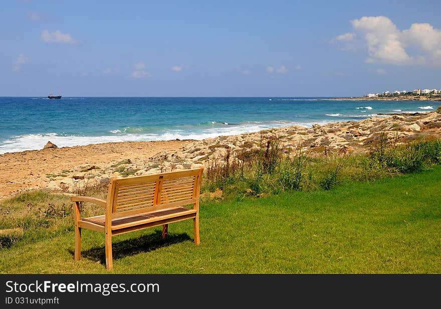 Relaxing landscape of Paphos  beach a beautiful day. Relaxing landscape of Paphos  beach a beautiful day