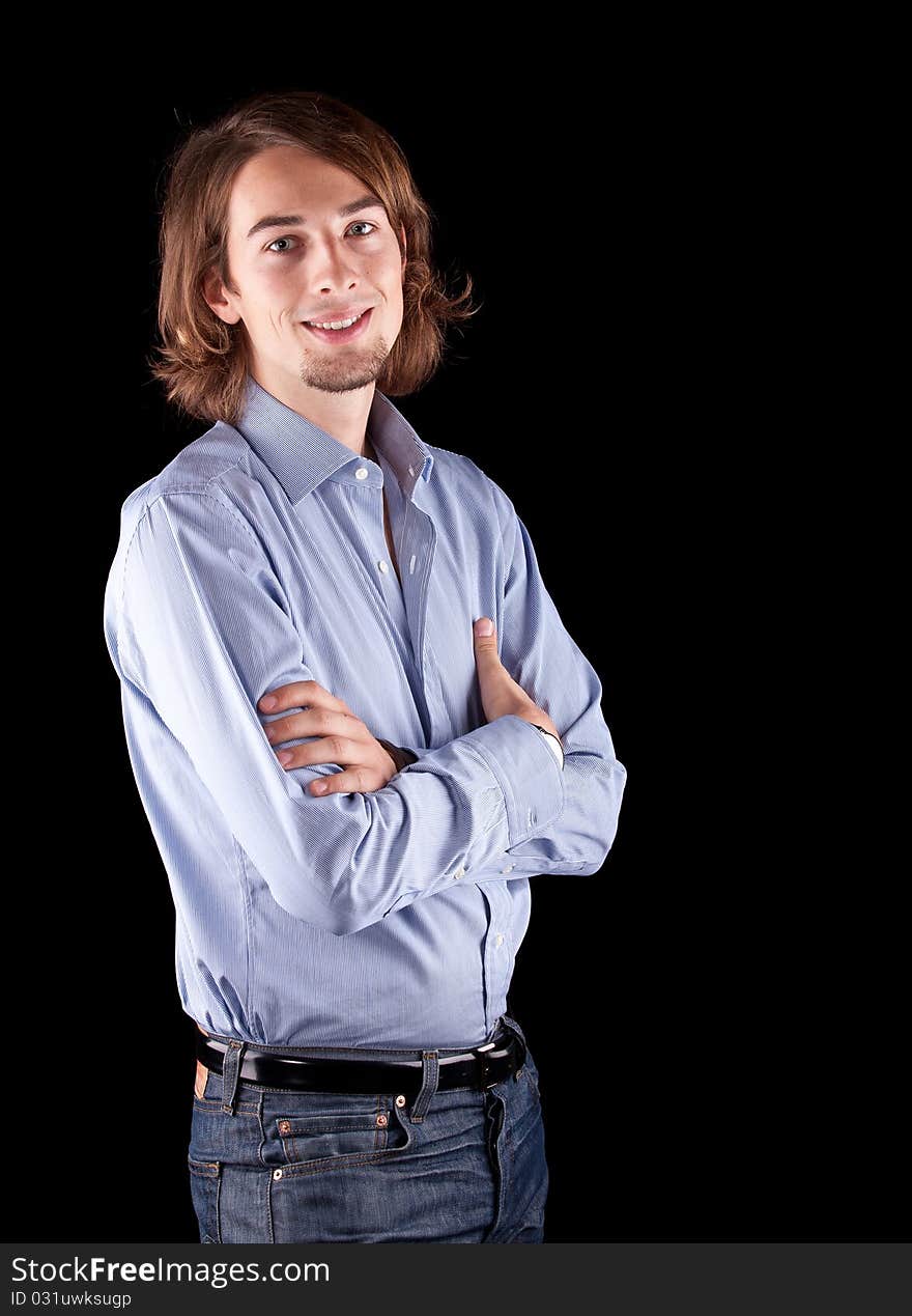 Young fresh business man with long hair - European. Young fresh business man with long hair - European.