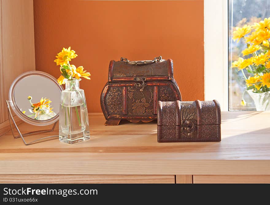 Old style chests and mirror