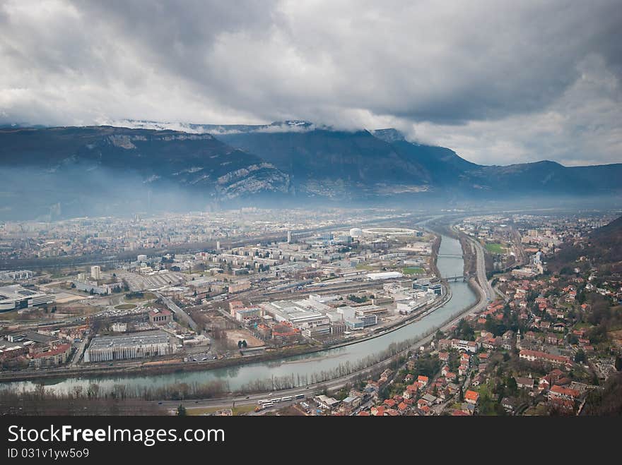 Beautiful Grenoble from Bastille, France