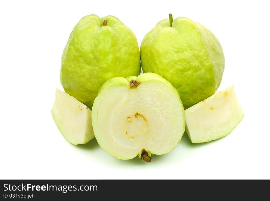 Guavas fruit Isolated on White.