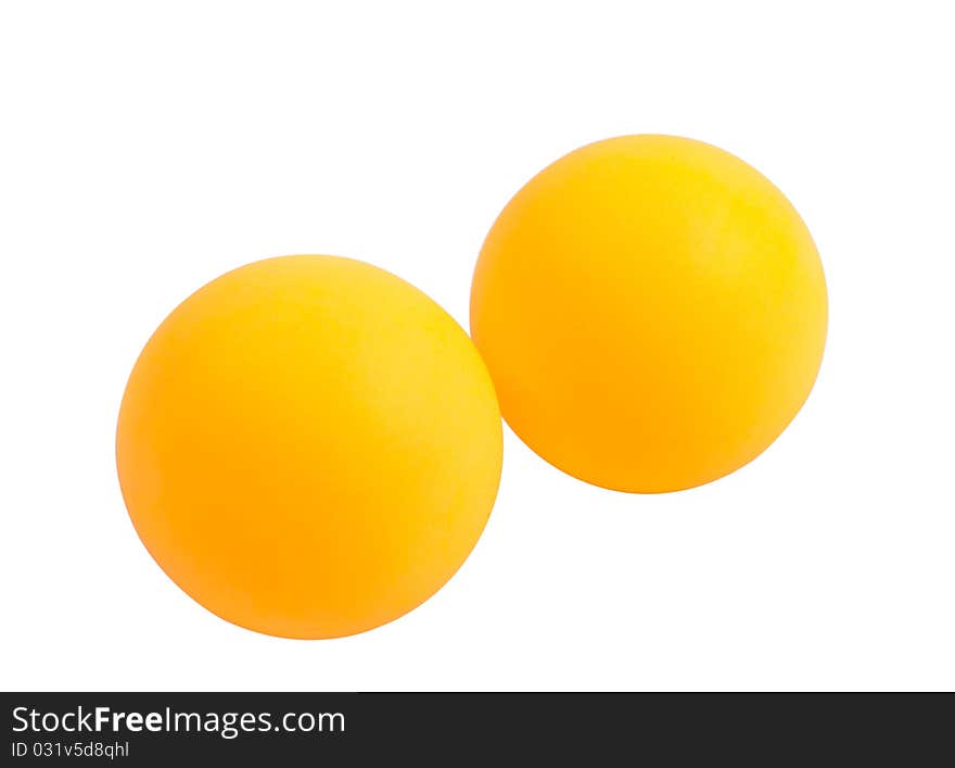 Table tennis balls on a white background