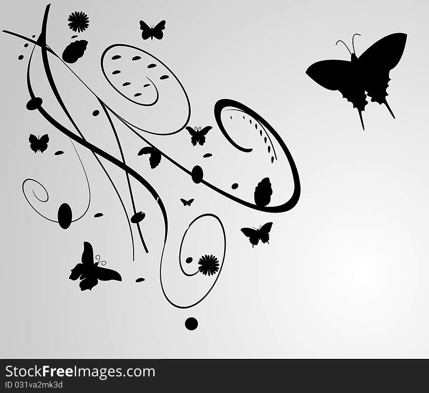 Black flowers with butterfly decoration isolated on white. Black flowers with butterfly decoration isolated on white