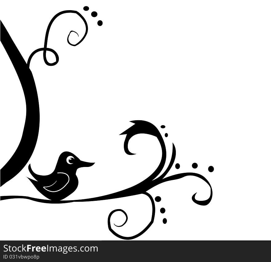 Bird, floral background