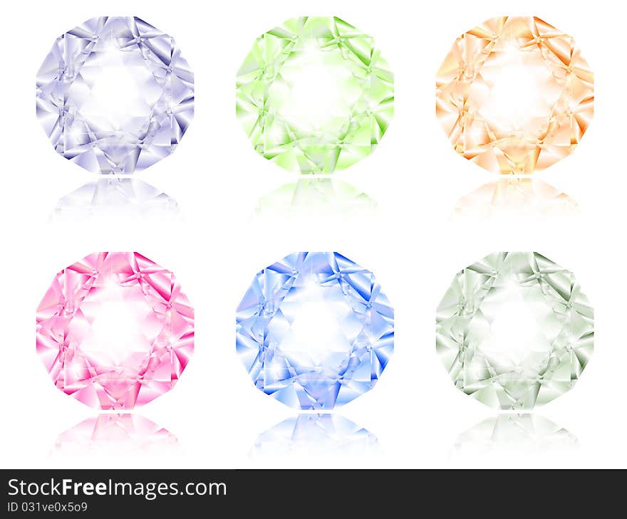 Illustration of multicolored diamond set