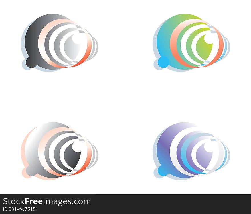 Abstract symbol on the basis of a circle. Four variants of color. Abstract symbol on the basis of a circle. Four variants of color