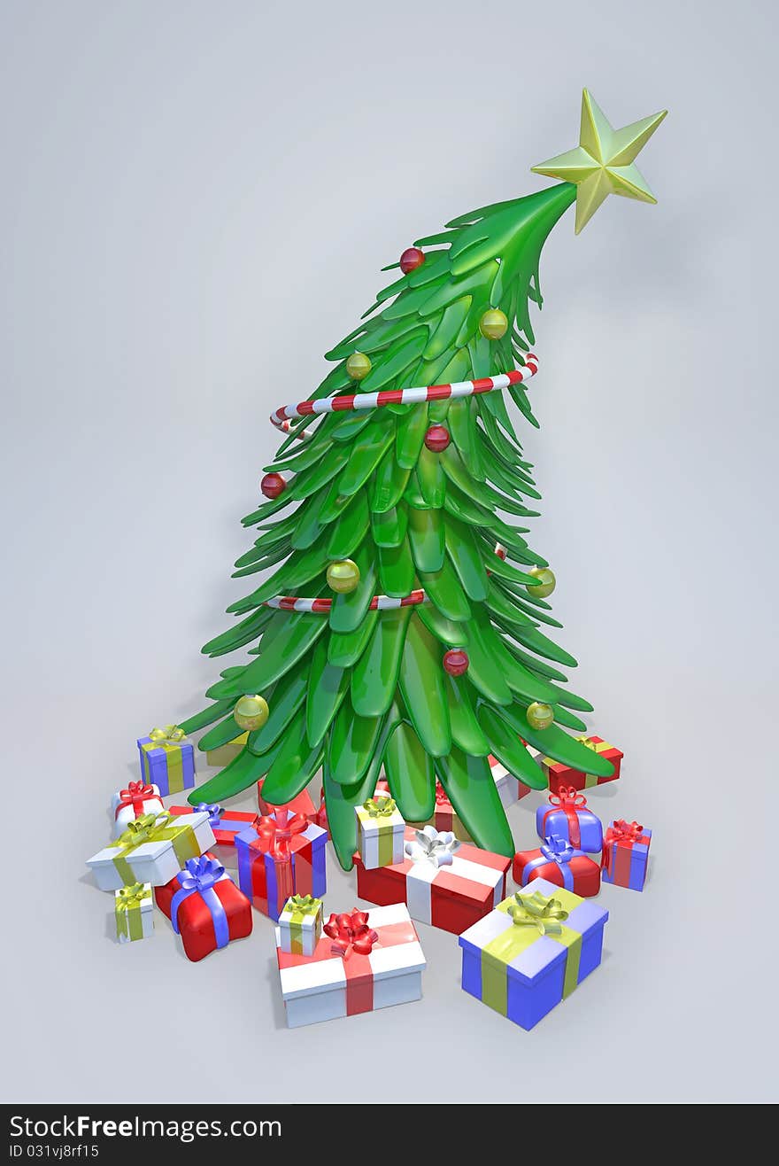 3D Christmas Tree With Presents