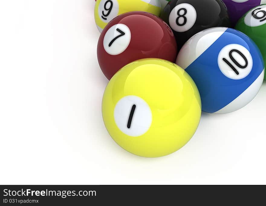 Billiard balls isolated on white