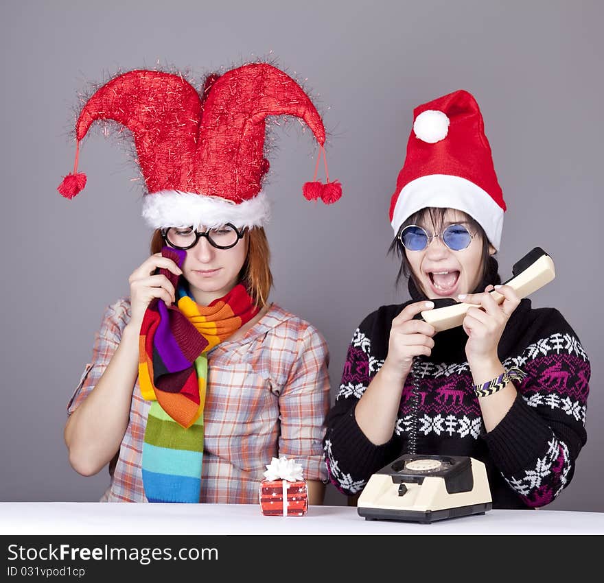 Two girls calling to Santa