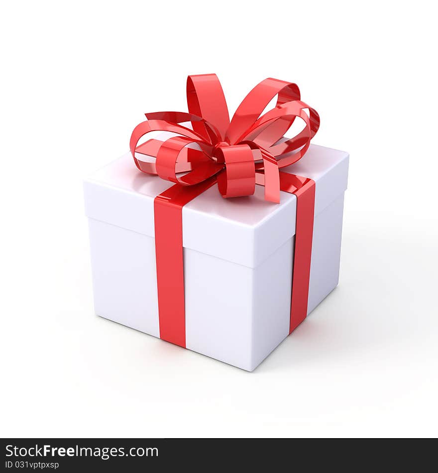 White box with red bow