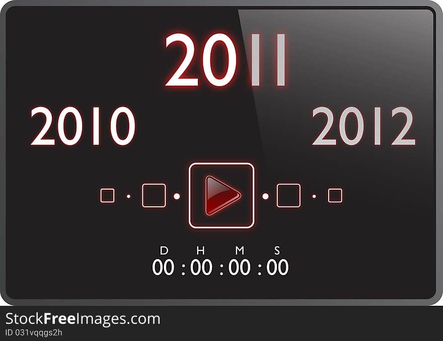 Multimedial screen about new year date. Multimedial screen about new year date