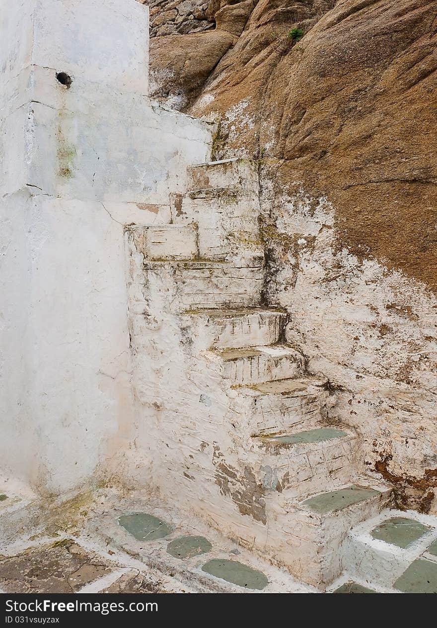 Old Ruined Stone Staircase Of The Greek Islands