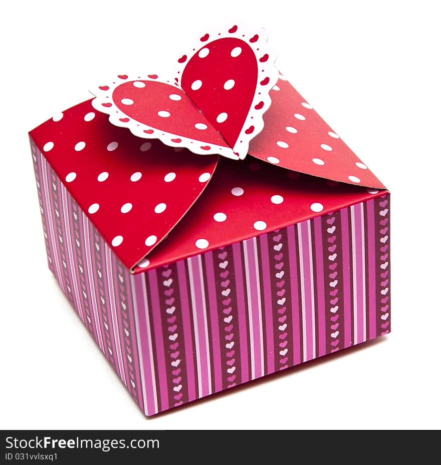 Red gift box and hearts