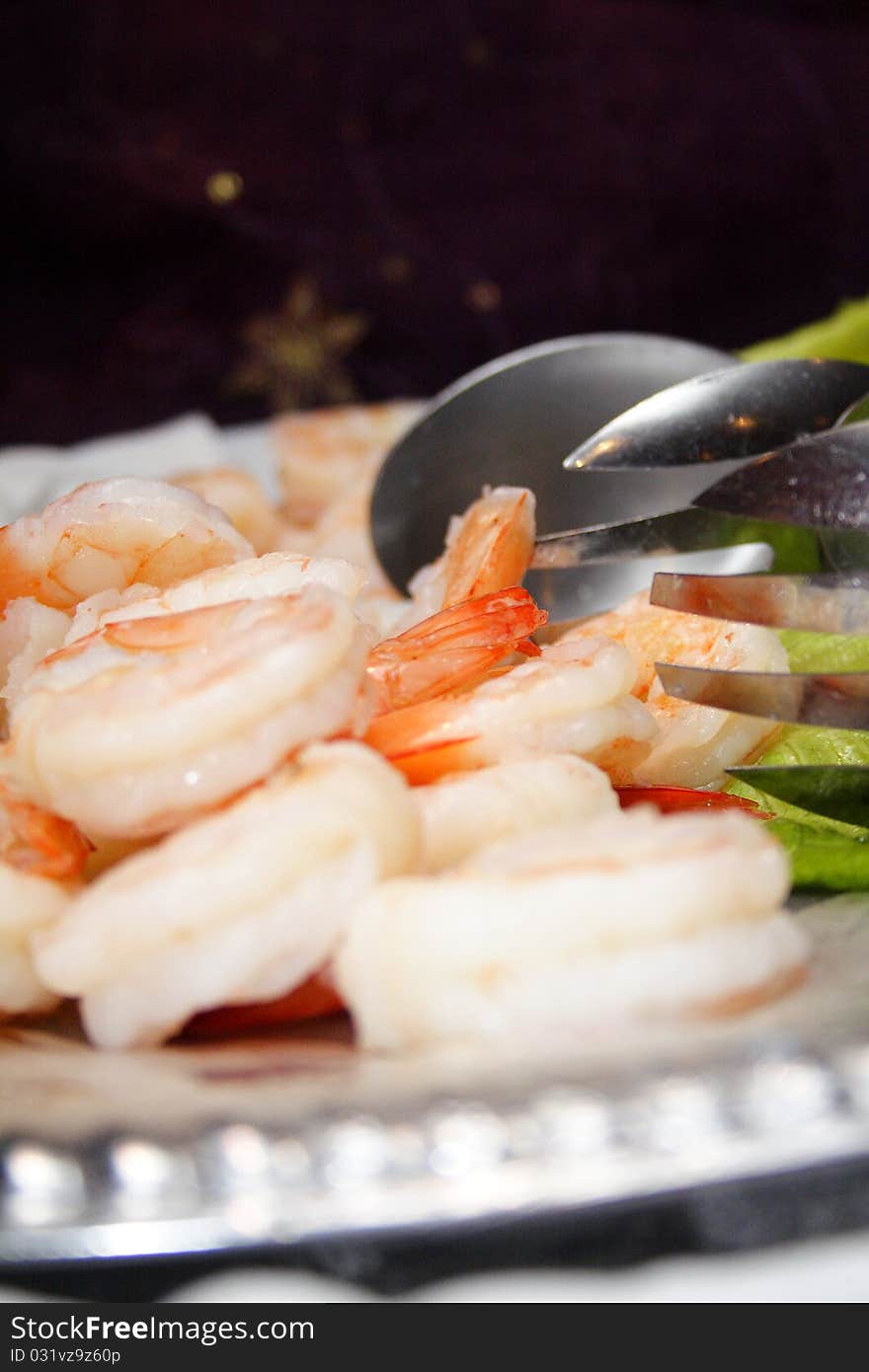 Shrimp on a plate, finger food. Shrimp on a plate, finger food