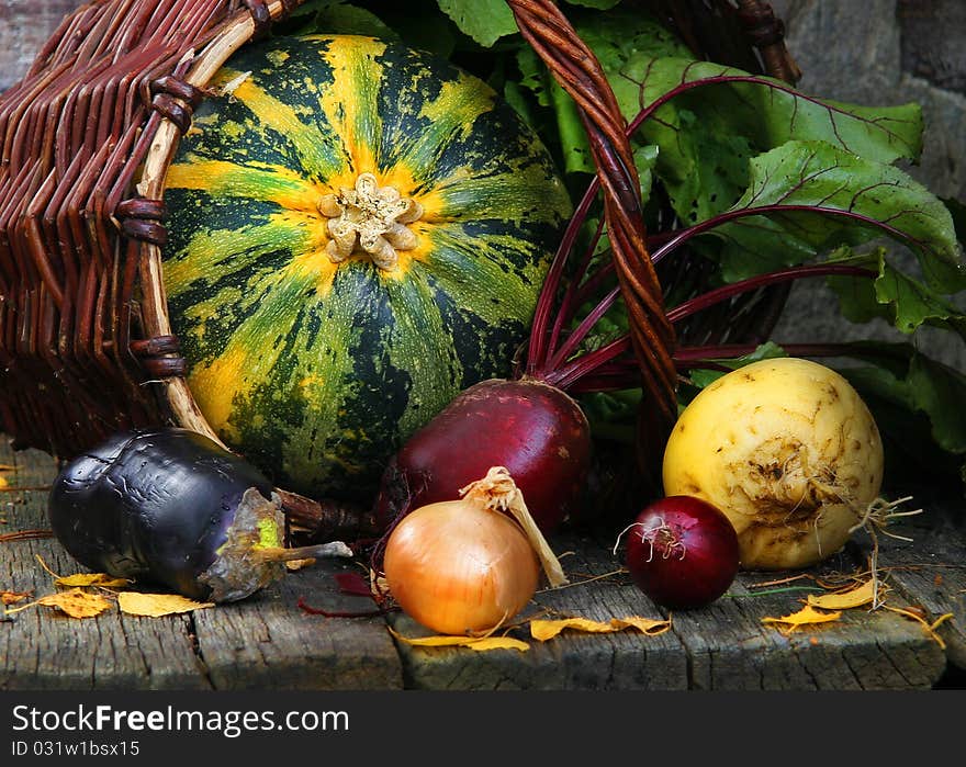 Many vegetables beautiful autumn basket to be. Many vegetables beautiful autumn basket to be.