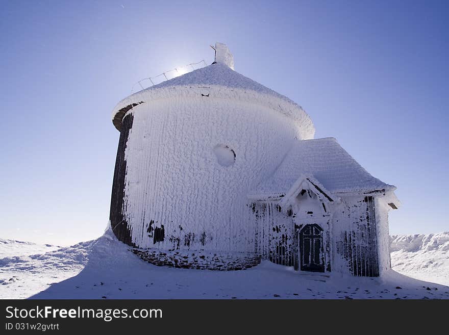 Chapel during blizzard