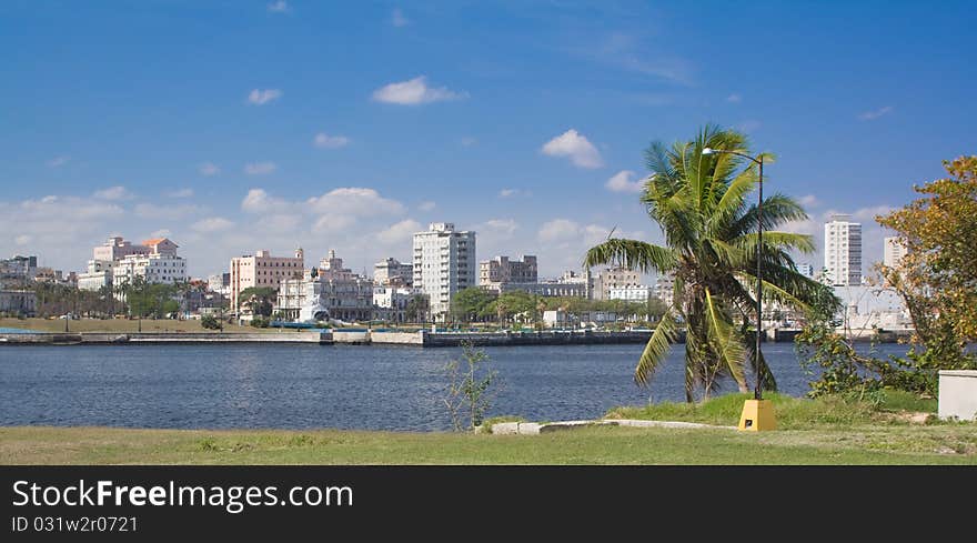 Havana City panorama near the tunnel entrance